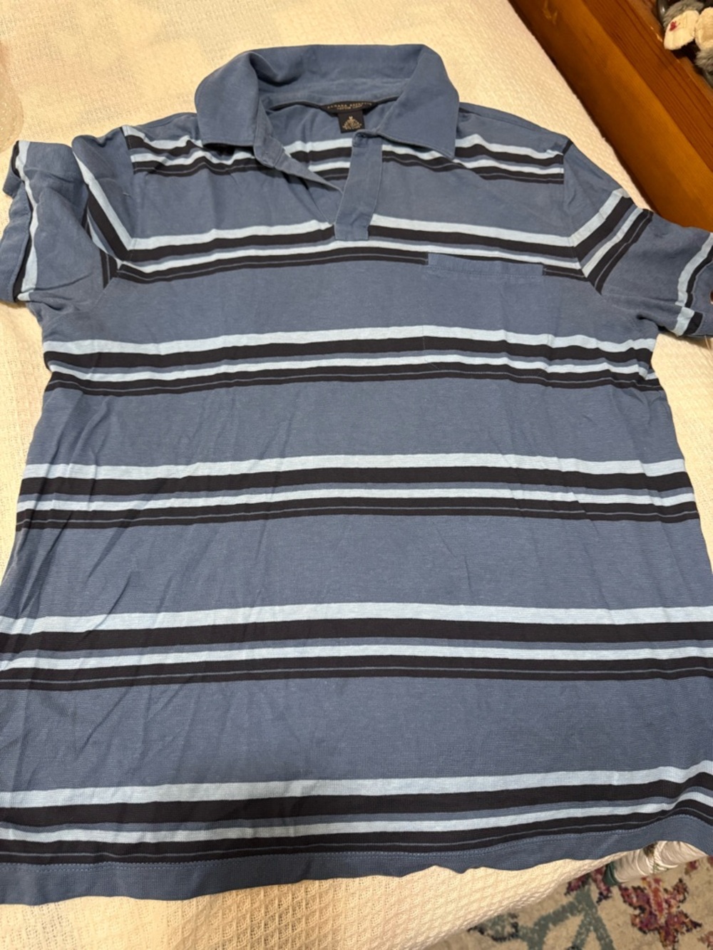 Banana Republic Men's Blue Striped Polo Shirt Size Medium